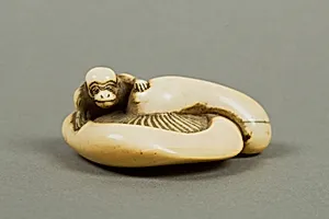 Netsuke of Monkey on a Mushroom