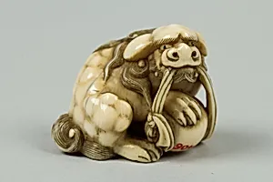 Netsuke of Qilin with a Ball