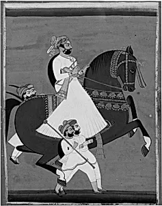 Raja on Horseback Accompanied by His Favorite Attendants