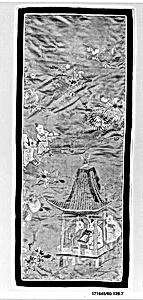 Vertical Panel with Scholars in Pavilion and Children Playing in Garden