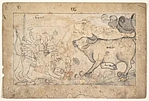 Durga Confronts the Buffalo Demon Mahisha: Scene from the Devi Mahatmya