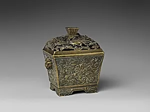 Incense burner with dragon, phoenix, and sea creatures