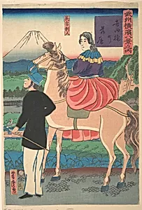 Descending Geese at Yoshida Bridge [English Couple] (Yoshidabashi no rakugan [Igirisujin]) by Utagawa Yoshitora