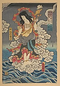 Maruami Gorō Saved by Fudō's (Acala) Attendant Seitaka from Narita Shrine by Utagawa Kunisada