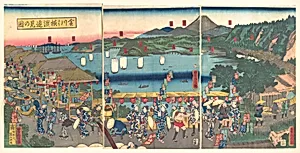 A Distant View of Yokohama from Kanagawa (Kanagawa yōri Yokohama...ken no zu) by Utagawa Yoshitora