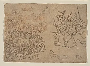 Durga Confronts the Army of the Demon Chikshura: Scene from the Devi Mahatmya