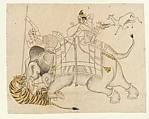 Maharao Shatru Sal II (1866–89) Hunting a Tiger