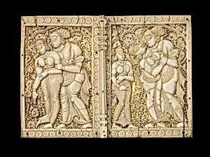 Two box panels with mithuna couples