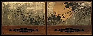月に秋草図屏風|Autumn Grasses in Moonlight by Shibata Zeshin