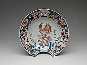 鶏文髭皿 肥前焼・古伊万里様式|Barber's Bowl with Cockerel