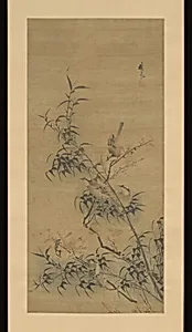 明　佚名　仿林良　喜上梅梢圖　軸|Birds Amidst Blossoming Plum and Bamboo