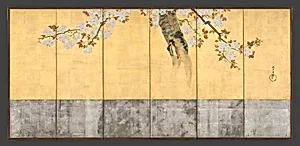 酒井抱一筆　桜図屏風|Blossoming Cherry Trees