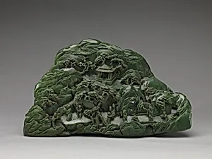 清中期 碧玉山子|Boulder with Daoist paradise