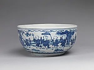 明嘉靖 景德鎮窯青花嬰戯圖大碗|Bowl with children in a garden