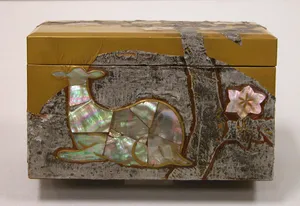 Box with Design of Maple Tree and Deer