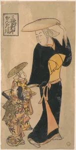 Buddhist Nun Speaking to Two Little Girls who are Following Her
