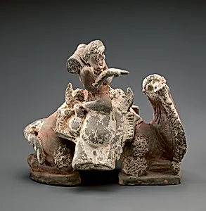 北魏/北齊 彩繪陶騎駝俑|Camel and Rider