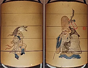 Case (Inrō) with Design of Deity of Longevity (Jurōjin) (obverse); Boy Offering a Tortoise (reverse)