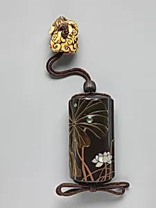 Case (Inrō) with Design of Lotus (obverse); Lotus and Bird (reverse) by Shibata Zeshin