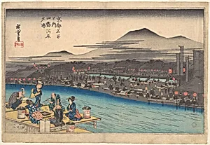 京都名所之内　四条河原夕涼|Cooling off in the Evening at Shijogawara by Utagawa Hiroshige