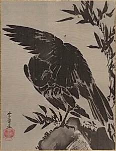 岩に鴉図|Crow on a Rock
