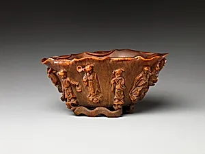 清中期 犀角雕八仙杯|Cup with Eight Daoist Immortals