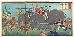 Daizō shasei|Big Elephants Being Attacked by Isshinsai Yoshikata