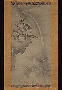 雪村周継筆　費長房図|Daoist Master Fei Zhangfang with a Dragon
