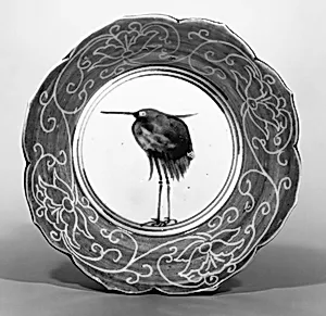 染付白鷺文鉢|Deep Dish with Egret (from a set of ten)
