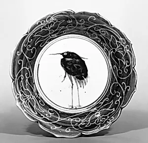 染付白鷺文鉢|Deep Dish with Egret (from a set of ten)