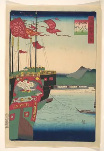 諸国名所百景　肥前長崎唐船の津|Dutch and Chinese Ships in the Harbor at Nagasaki in Hizen Province