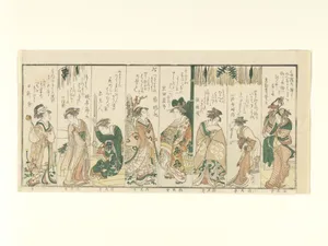 Eight Women Performing New Year Activities