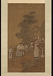 明　佚名　庭院讀書圖　軸|Elegant gathering in a garden