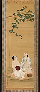 夕顔棚下納涼図|Enjoying the Evening Cool under a Gourd Trellis