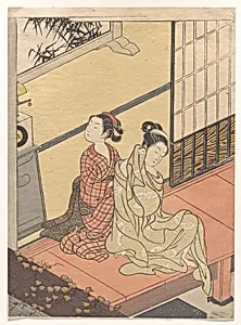 鈴木春信画　坐鋪八景　とけひの晩鐘|Evening Chime of the Clock (Tokei no banshō), from the series “Eight Parlor Views” (Zashiki hakkei) by Suzuki Harunobu