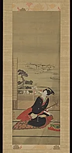 蹄斎北馬筆　三味線持つ美人図|Female Entertainer with Shamisen