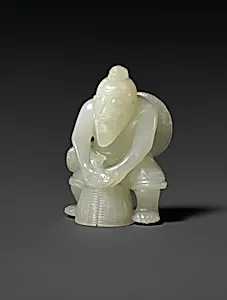 清中期 玉漁翁|Figure of a fisherman