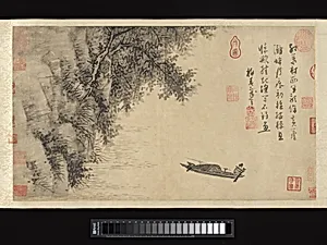 元 吳鎮 蘆灘釣艇圖 卷|Fisherman