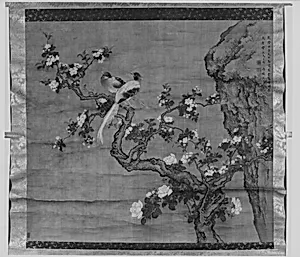 清 傳沈銓 高堂雙壽圖 軸|Flowering Crabapple and Pair of Birds