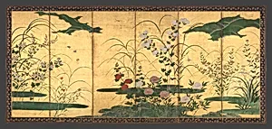 四季花草図屏風|Flowers and Grasses of the Four Seasons by Kano Mitsunobu 狩野光信