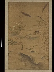 一鱖禾蟹圖|Flowers, fish, and crabs by Liu Jie