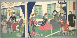 Foreigners in the Drawing Room of Foreign Merchant's House in Yokohama