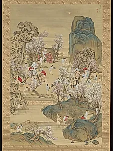中林竹洞筆 「芳園酔月」図|Fragrant Garden under a Hazy Moon by Nakabayashi Chikutō