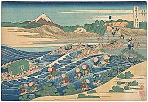 冨嶽三十六景　東海道金谷の不二|Fuji Seen from Kanaya on the Tōkaidō (Tōkaidō Kanaya no Fuji), from the series Thirty-six Views of Mount Fuji (Fugaku sanjūrokkei) by Katsushika Hokusai