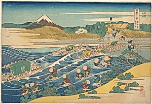 葛飾北斎画　冨嶽三十六景　東海道金谷の不二|Fuji Seen from Kanaya on the Tōkaidō (Tōkaidō Kanaya no Fuji), from the series Thirty-six Views of Mount Fuji (Fugaku sanjūrokkei by Katsushika Hokusai