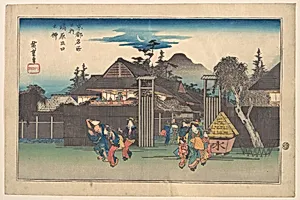 京都名所之内　嶋原出口之柳|Gate of the Shimbara by Utagawa Hiroshige