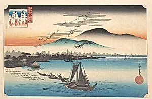 近江八景之内 堅田落雁|Geese Alighting at Katada, Lake Biwa by Utagawa Hiroshige