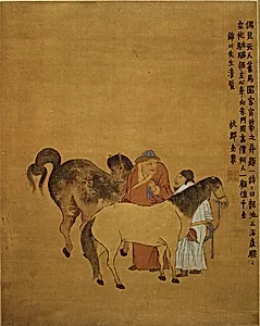 清 傳金農 番馬圖 軸|Grooms and Foreign Horses