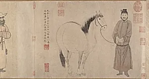 元　趙孟頫　趙雍　趙麟　吳興趙氏三世人馬圖　卷|Grooms and horses by Zhao Mengfu|Zhao Yong|Zhao Lin