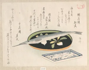 Halfbeak on a Lacquer Tray and White Baits on a Dish